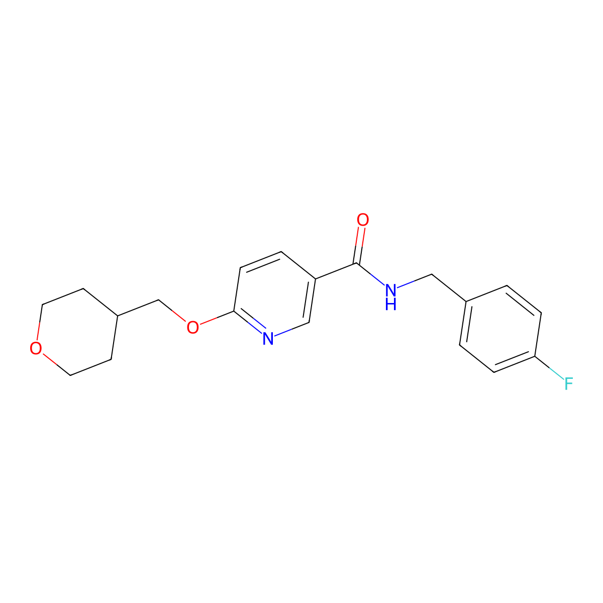 N-(4-fluorobenzyl)-6-((tetrahydro-2H-pyran-4-yl)methoxy)nicotinamide molecular structure, CAS 2034616-13-0
