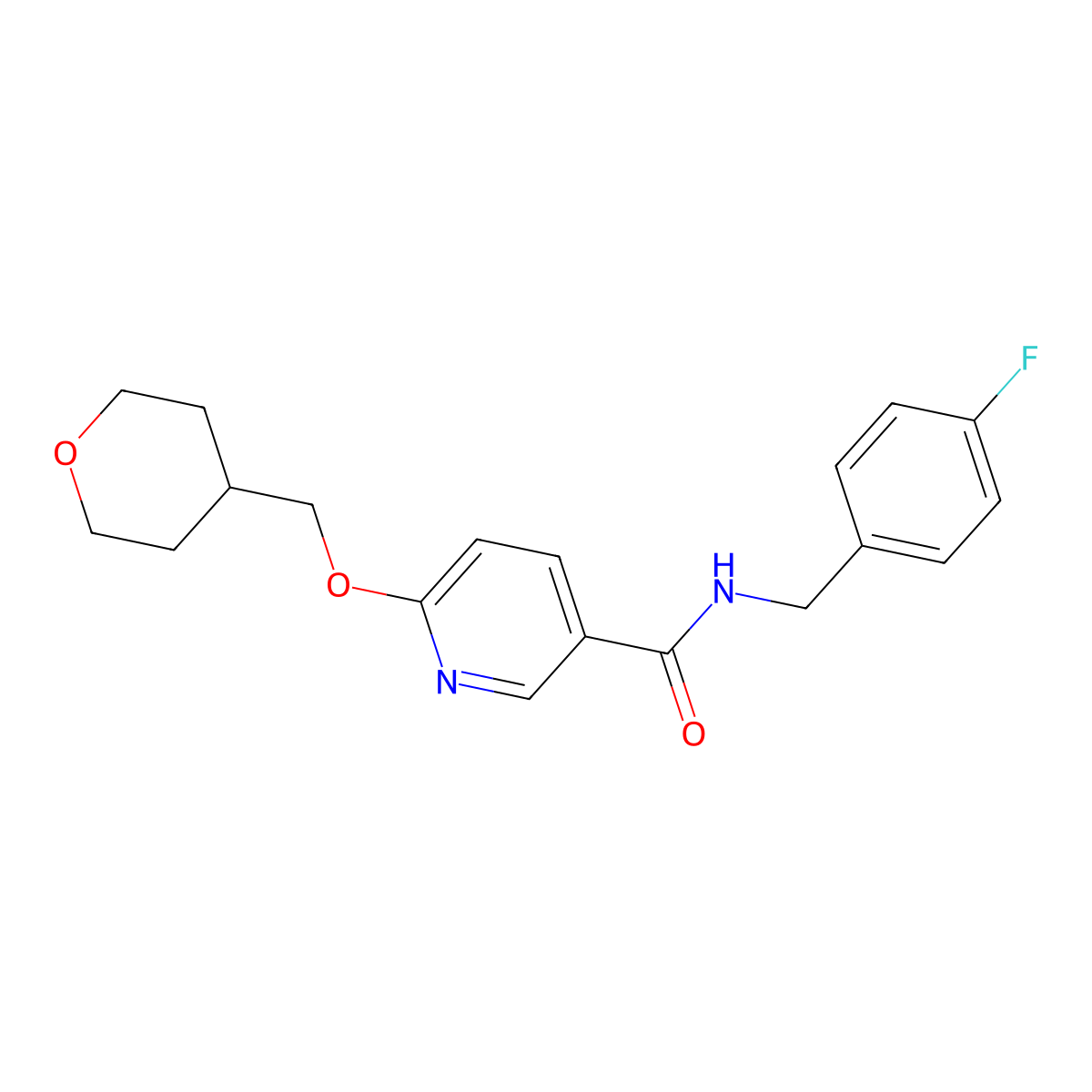 N-(4-fluorobenzyl)-6-((tetrahydro-2H-pyran-4-yl)methoxy)nicotinamide molecular structure, CAS 2034616-13-0