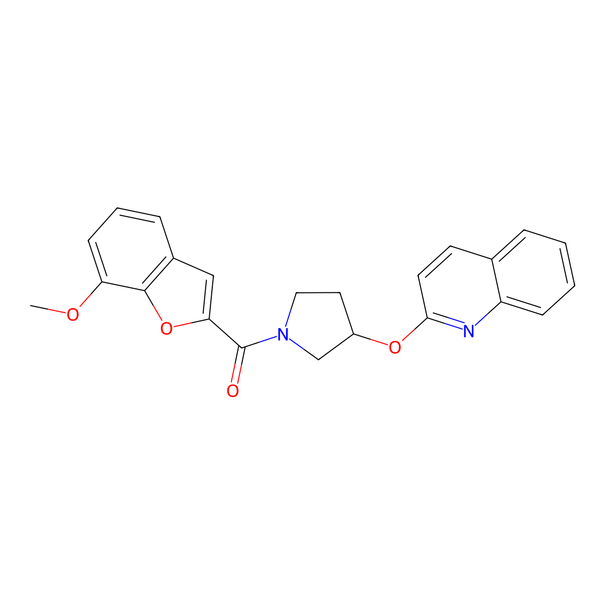 (7-Methoxybenzofuran-2-yl)(3-(quinolin-2-yloxy)pyrrolidin-1-yl)methanone molecular structure, CAS 2034616-16-3
