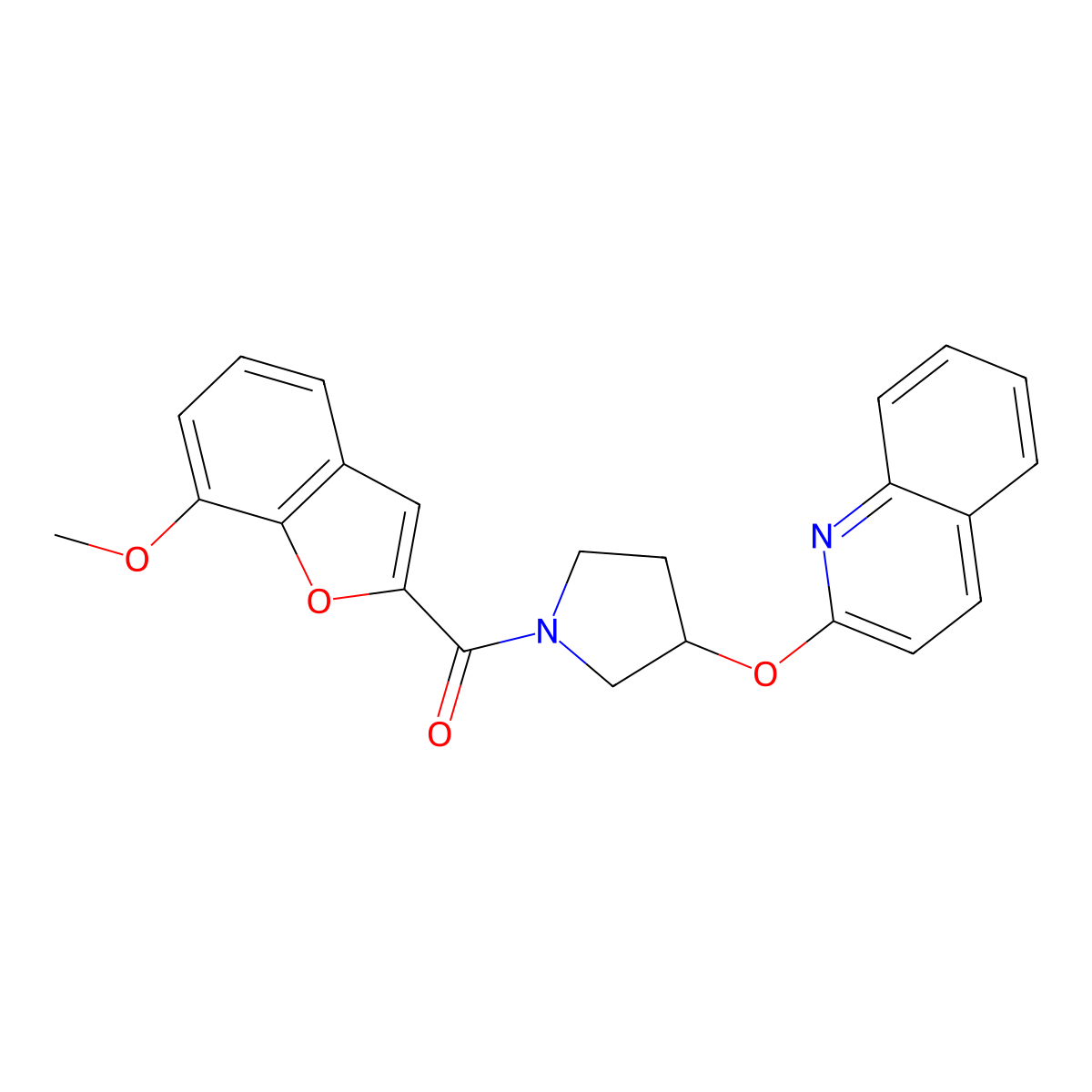 (7-Methoxybenzofuran-2-yl)(3-(quinolin-2-yloxy)pyrrolidin-1-yl)methanone molecular structure, CAS 2034616-16-3