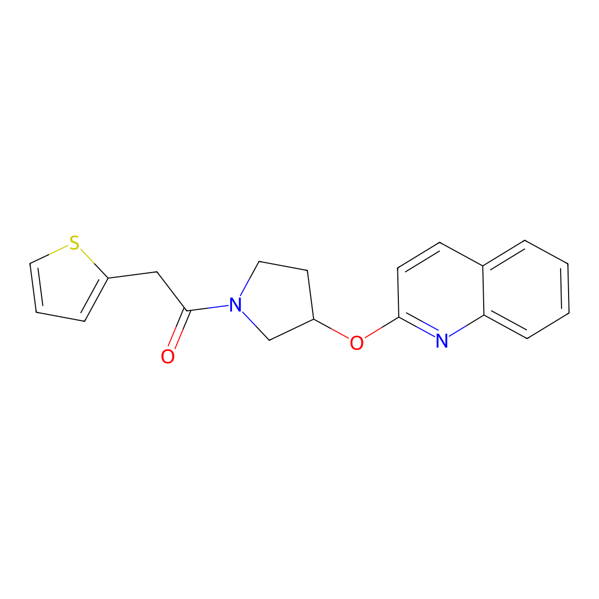 1-(3-(Quinolin-2-yloxy)pyrrolidin-1-yl)-2-(thiophen-2-yl)ethanone molecular structure, CAS 2034616-27-6