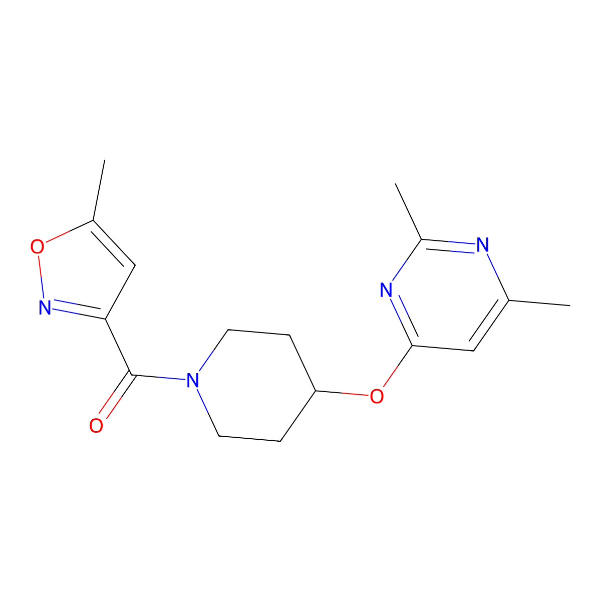 (4-((2,6-Dimethylpyrimidin-4-yl)oxy)piperidin-1-yl)(5-methylisoxazol-3-yl)methanone molecular structure, CAS 2034616-28-7