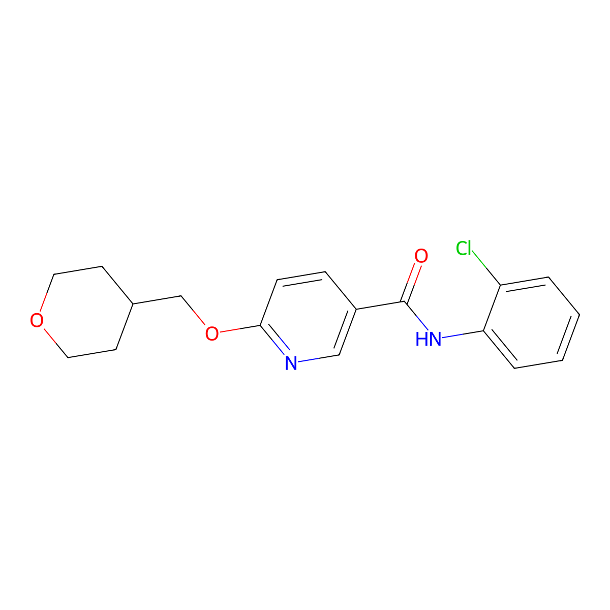 N-(2-chlorophenyl)-6-((tetrahydro-2H-pyran-4-yl)methoxy)nicotinamide molecular structure, CAS 2034616-29-8