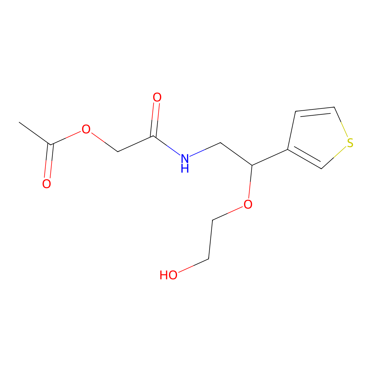 2-((2-(2-Hydroxyethoxy)-2-(thiophen-3-yl)ethyl)amino)-2-oxoethyl acetate molecular structure, CAS 2034616-30-1