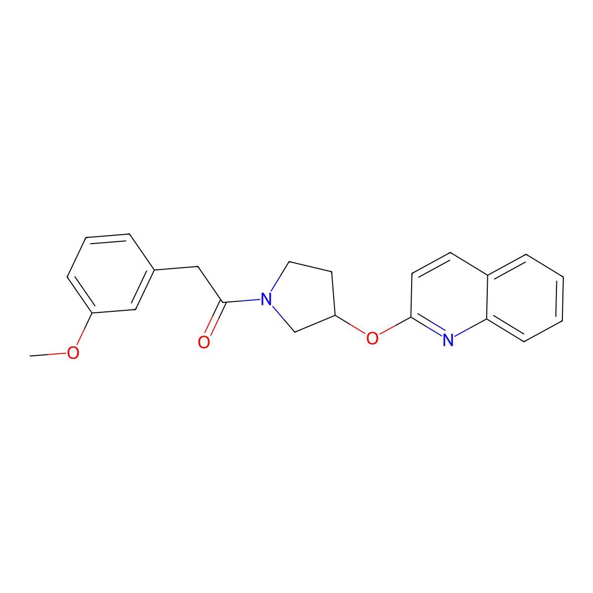 2-(3-Methoxyphenyl)-1-(3-(quinolin-2-yloxy)pyrrolidin-1-yl)ethanone molecular structure, CAS 2034616-34-5