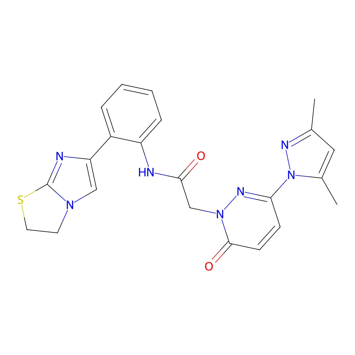N-(2-(2,3-dihydroimidazo[2,1-b]thiazol-6-yl)phenyl)-2-(3-(3,5-dimethyl-1H-pyrazol-1-yl)-6-oxopyridazin-1(6H)-yl)acetamide molecular structure, CAS 2034616-36-7