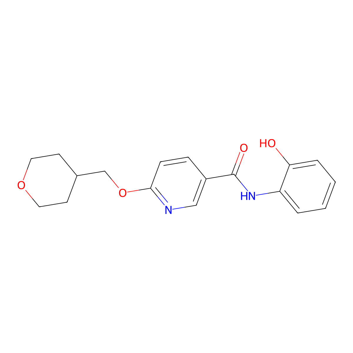 N-(2-hydroxyphenyl)-6-((tetrahydro-2H-pyran-4-yl)methoxy)nicotinamide molecular structure, CAS 2034616-37-8