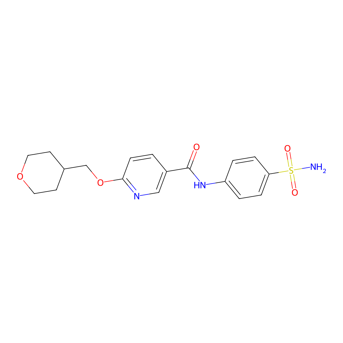 N-(4-sulfamoylphenyl)-6-((tetrahydro-2H-pyran-4-yl)methoxy)nicotinamide molecular structure, CAS 2034616-42-5