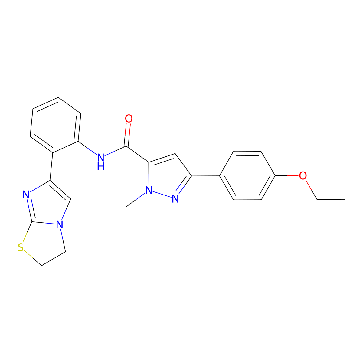 3-(4-ethoxyphenyl)-N-(2-{2H,3H-imidazo[2,1-b][1,3]thiazol-6-yl}phenyl)-1-methyl-1H-pyrazole-5-carboxamide molecular structure, CAS 2034616-47-0