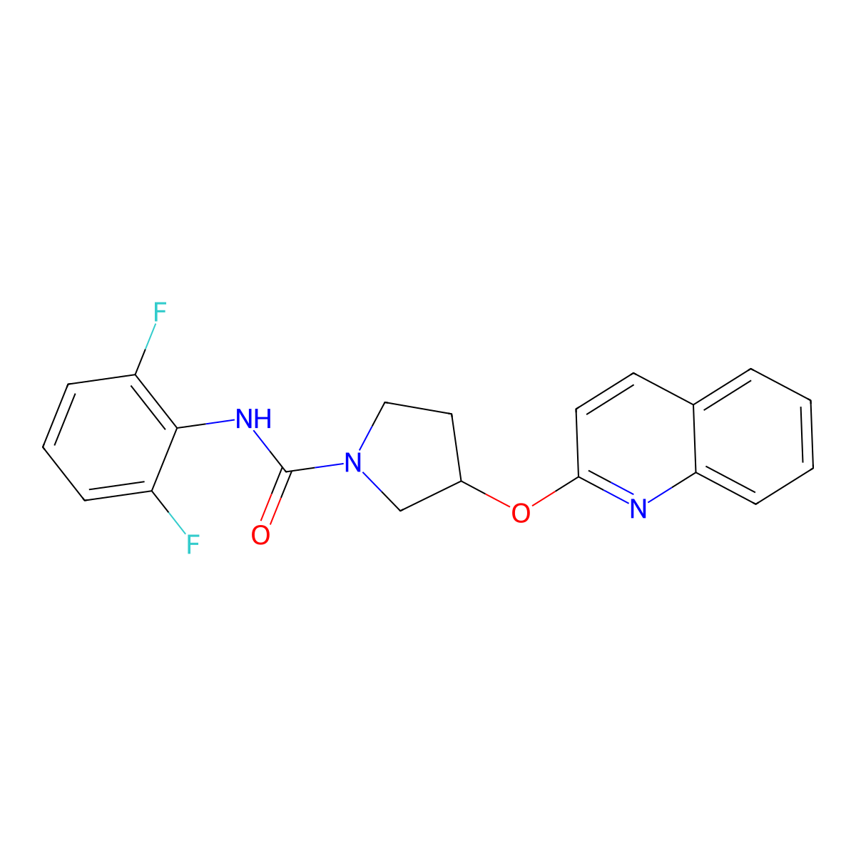 N-(2,6-difluorophenyl)-3-(quinolin-2-yloxy)pyrrolidine-1-carboxamide molecular structure, CAS 2034616-51-6