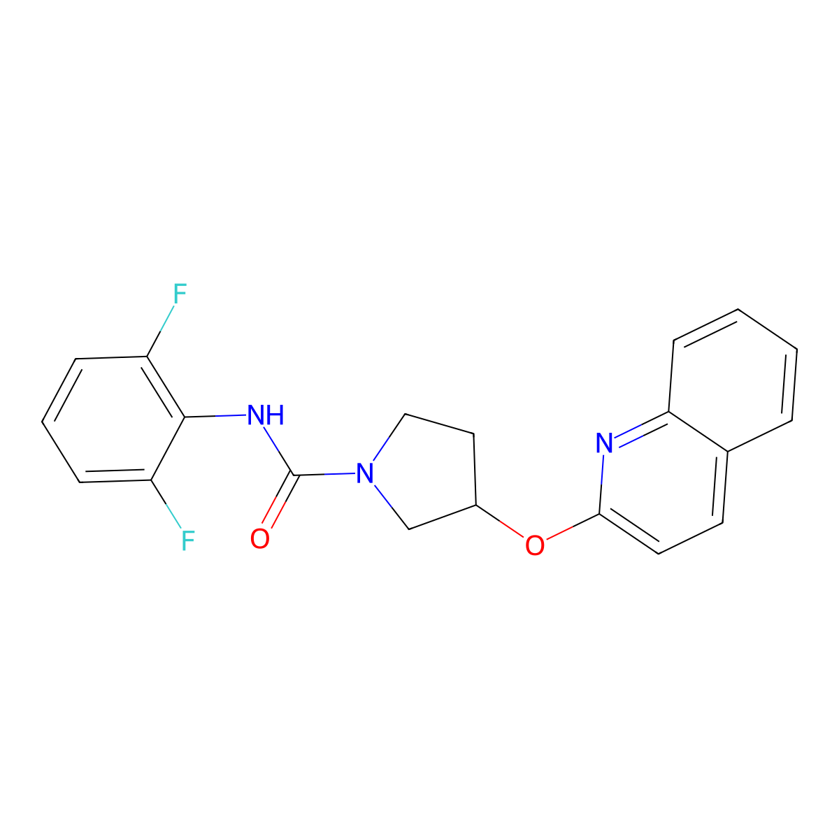 N-(2,6-difluorophenyl)-3-(quinolin-2-yloxy)pyrrolidine-1-carboxamide molecular structure, CAS 2034616-51-6