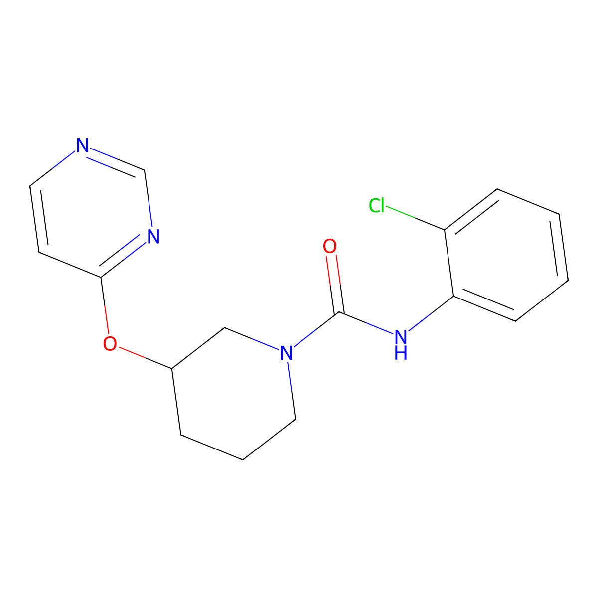 N-(2-chlorophenyl)-3-(pyrimidin-4-yloxy)piperidine-1-carboxamide molecular structure, CAS 2034616-60-7