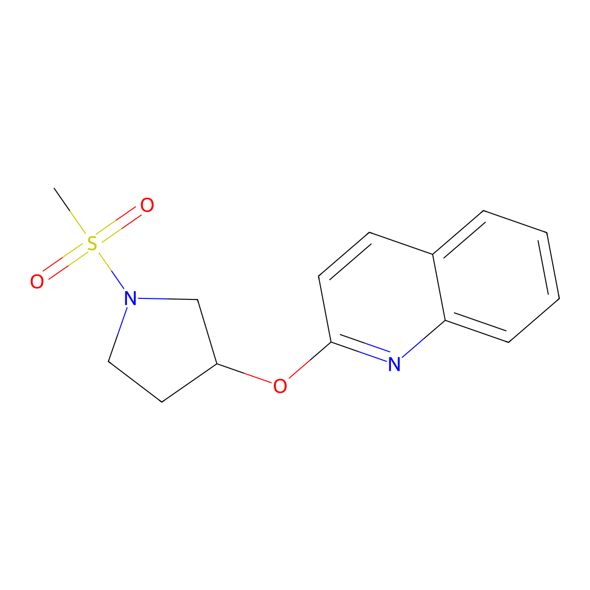 2-((1-(Methylsulfonyl)pyrrolidin-3-yl)oxy)quinoline molecular structure, CAS 2034616-63-0