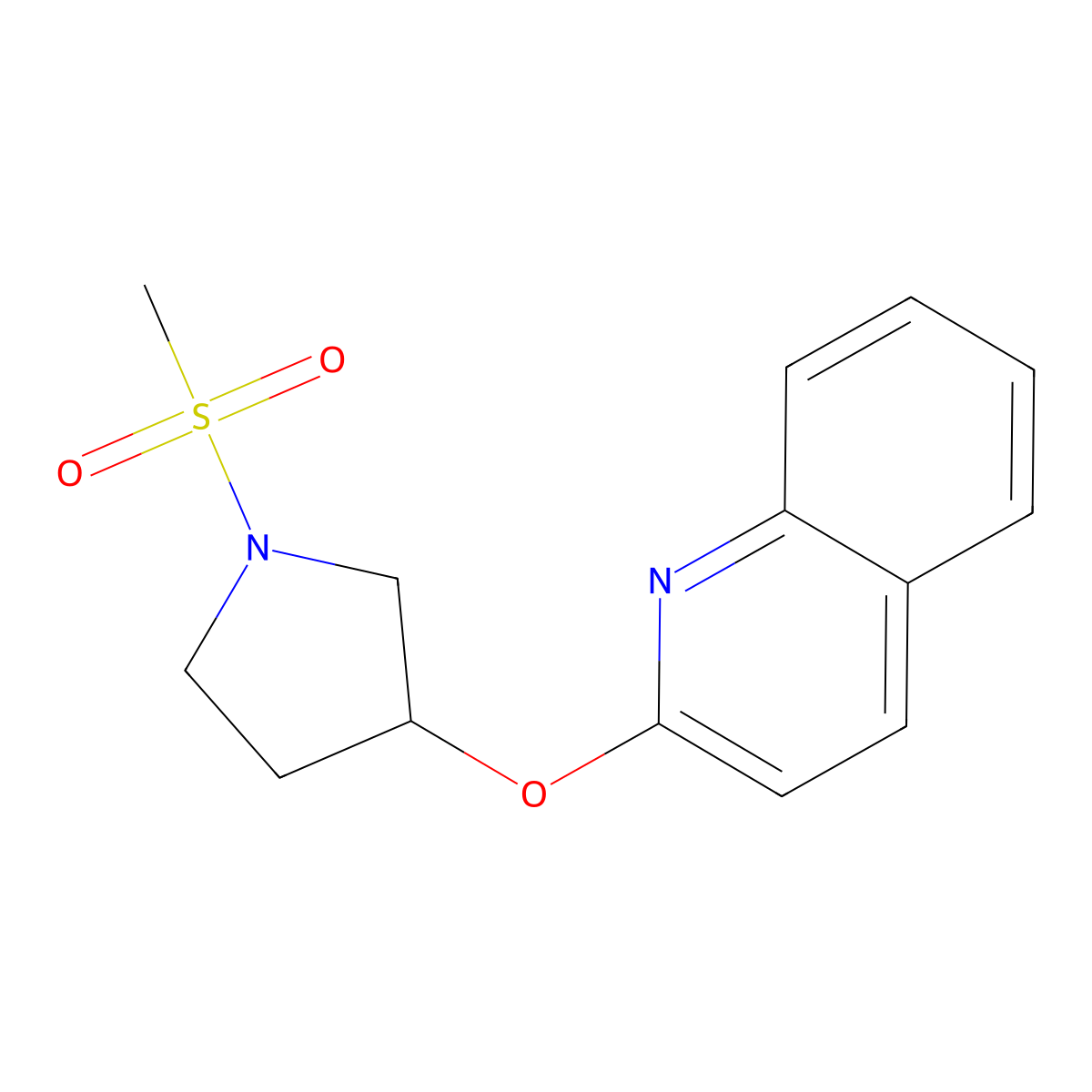 2-((1-(Methylsulfonyl)pyrrolidin-3-yl)oxy)quinoline molecular structure, CAS 2034616-63-0