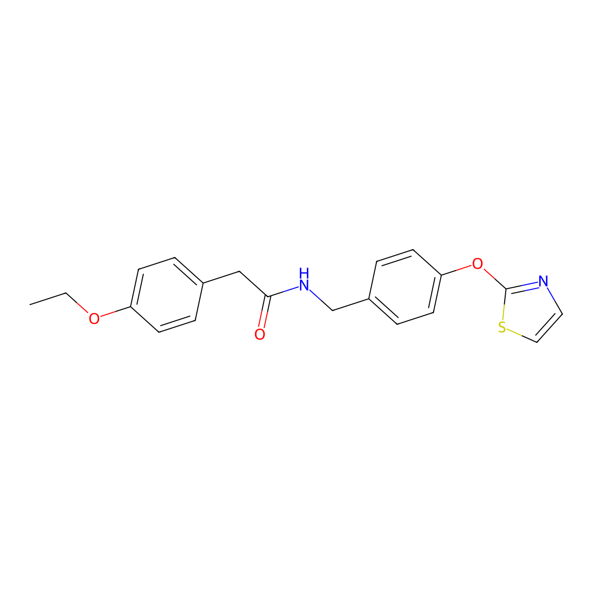 2-(4-ethoxyphenyl)-N-(4-(thiazol-2-yloxy)benzyl)acetamide molecular structure, CAS 2034616-64-1