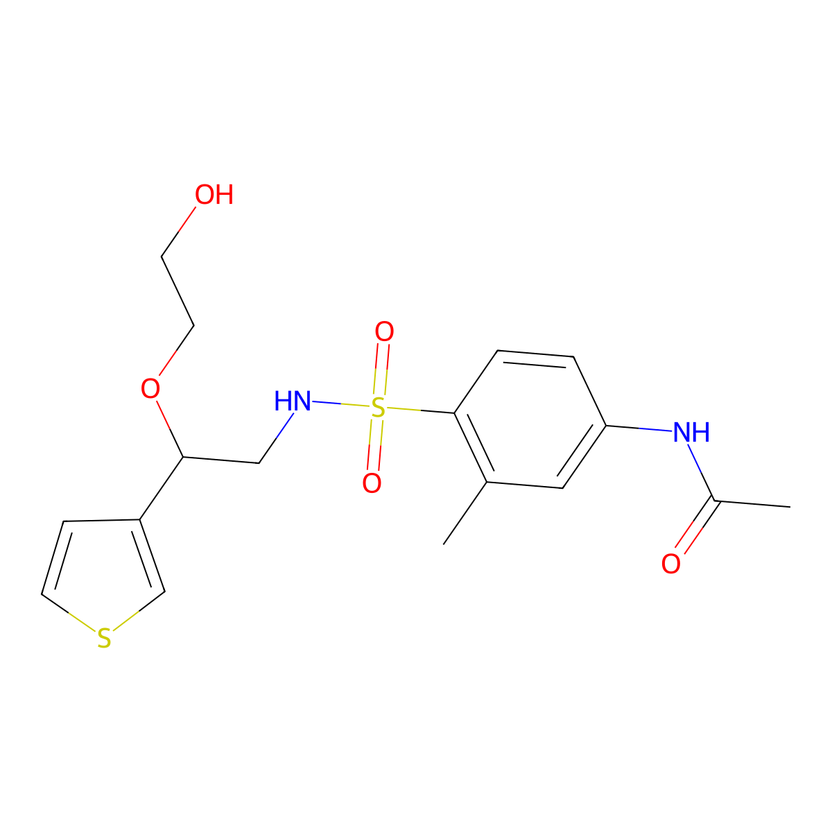 N-(4-(N-(2-(2-hydroxyethoxy)-2-(thiophen-3-yl)ethyl)sulfamoyl)-3-methylphenyl)acetamide molecular structure, CAS 2034616-66-3