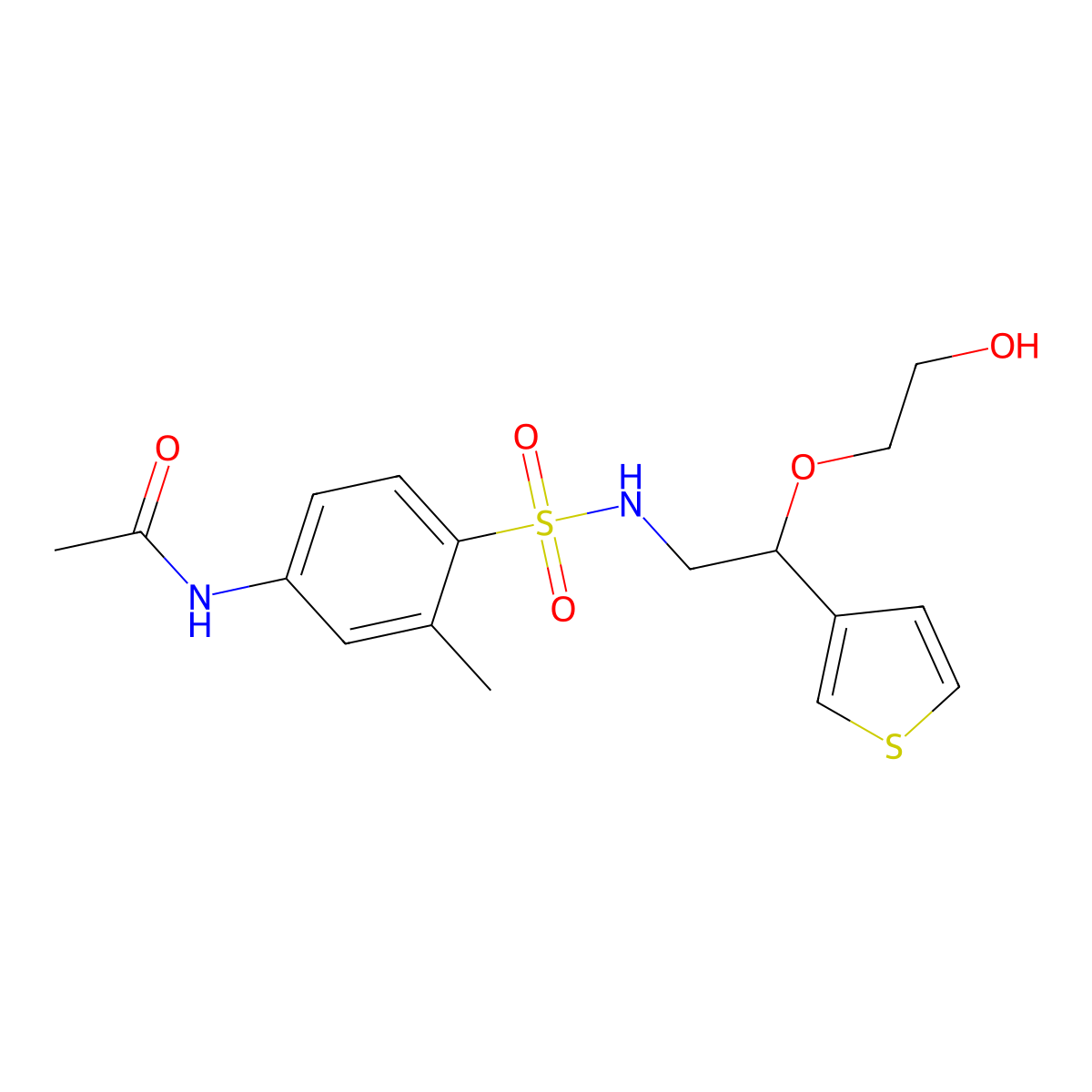 N-(4-(N-(2-(2-hydroxyethoxy)-2-(thiophen-3-yl)ethyl)sulfamoyl)-3-methylphenyl)acetamide molecular structure, CAS 2034616-66-3