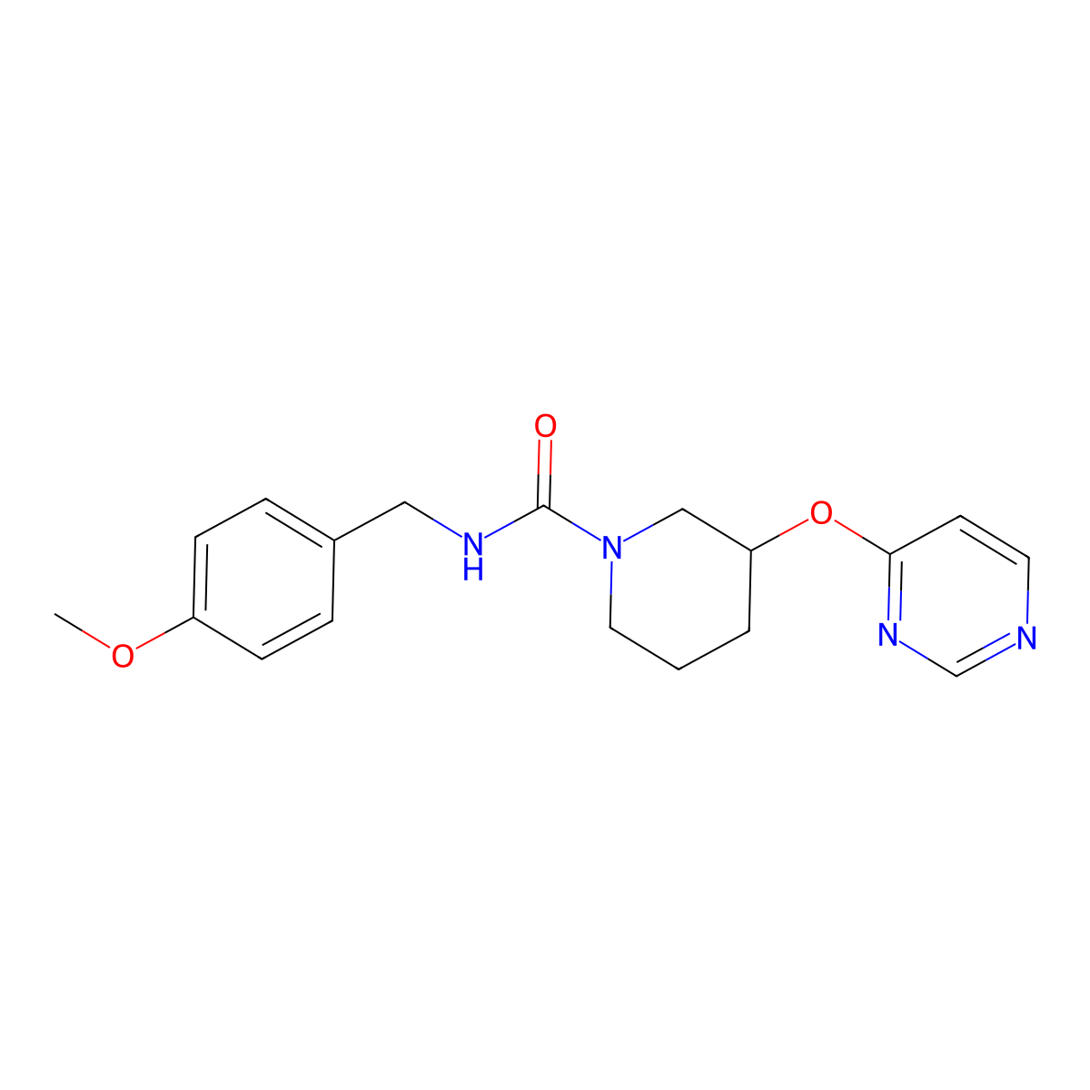 N-(4-methoxybenzyl)-3-(pyrimidin-4-yloxy)piperidine-1-carboxamide molecular structure, CAS 2034616-67-4