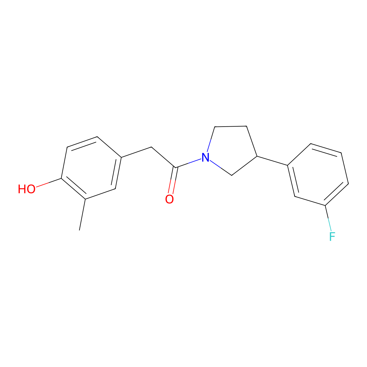 1-(3-(3-Fluorophenyl)pyrrolidin-1-yl)-2-(4-hydroxy-3-methylphenyl)ethanone molecular structure, CAS 2034616-69-6
