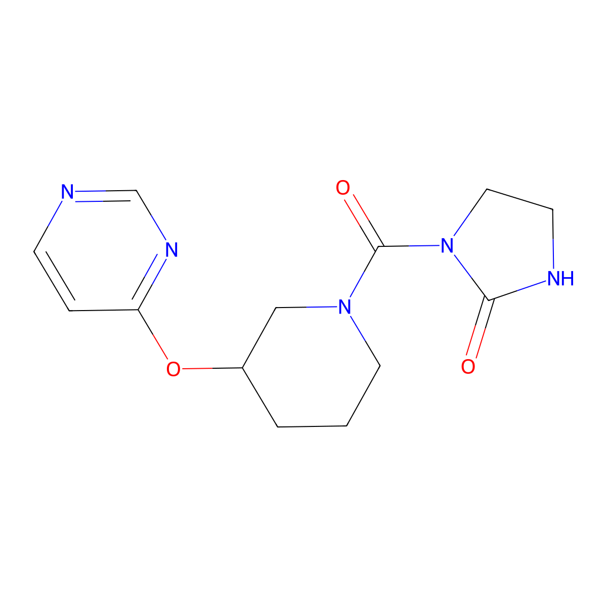 1-[3-(Pyrimidin-4-yloxy)piperidine-1-carbonyl]imidazolidin-2-one molecular structure, CAS 2034616-73-2