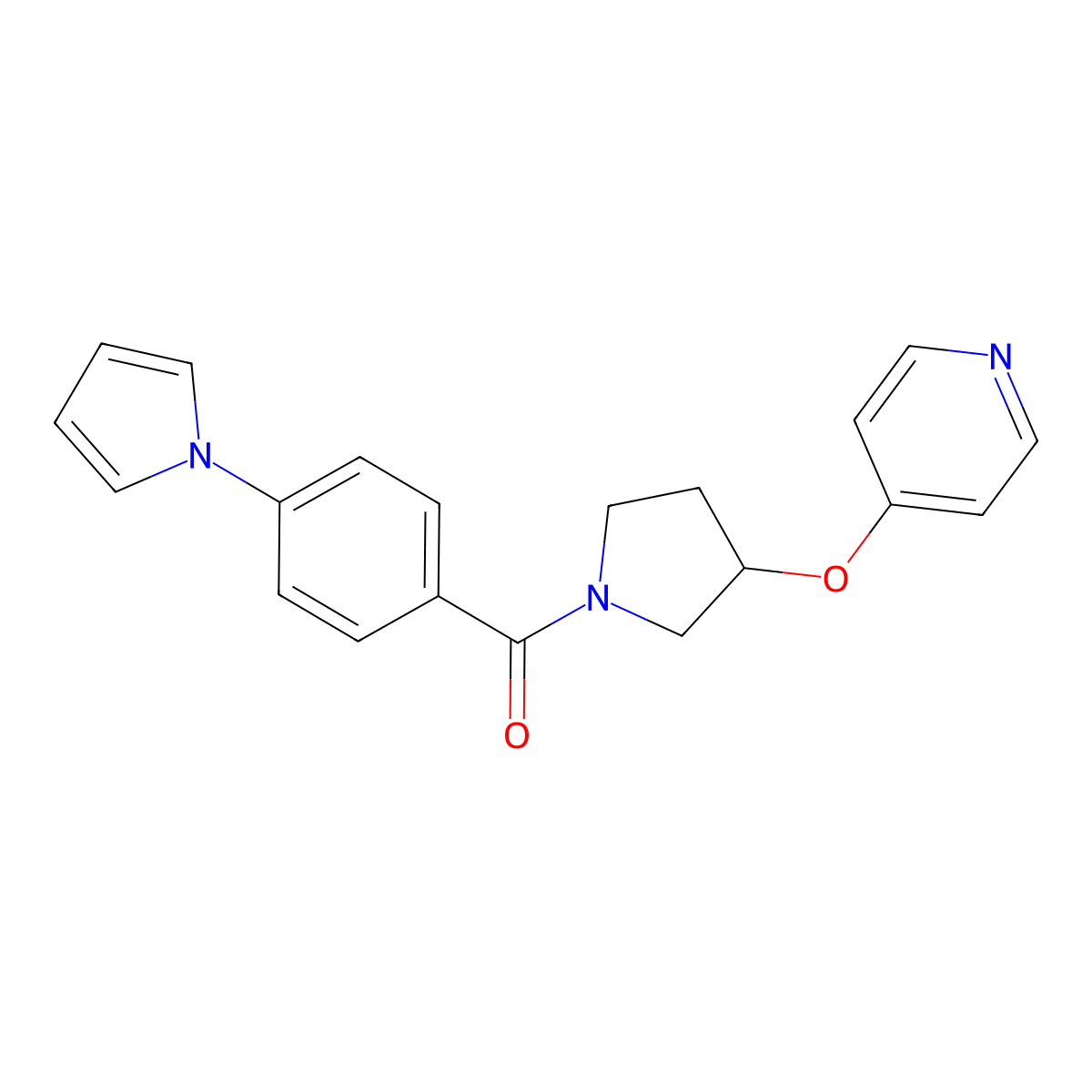 (4-(1H-pyrrol-1-yl)phenyl)(3-(pyridin-4-yloxy)pyrrolidin-1-yl)methanone molecular structure, CAS 2034616-82-3