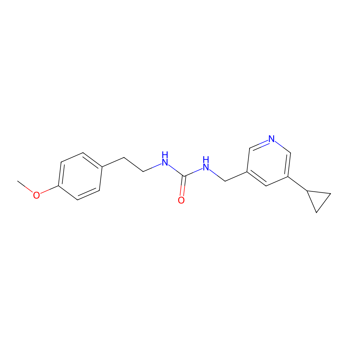 1-((5-Cyclopropylpyridin-3-yl)methyl)-3-(4-methoxyphenethyl)urea molecular structure, CAS 2034616-87-8