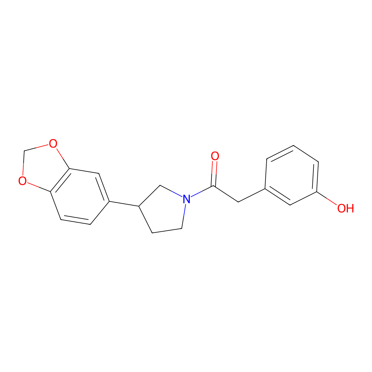 1-(3-(Benzo[d][1,3]dioxol-5-yl)pyrrolidin-1-yl)-2-(3-hydroxyphenyl)ethanone molecular structure, CAS 2034616-88-9