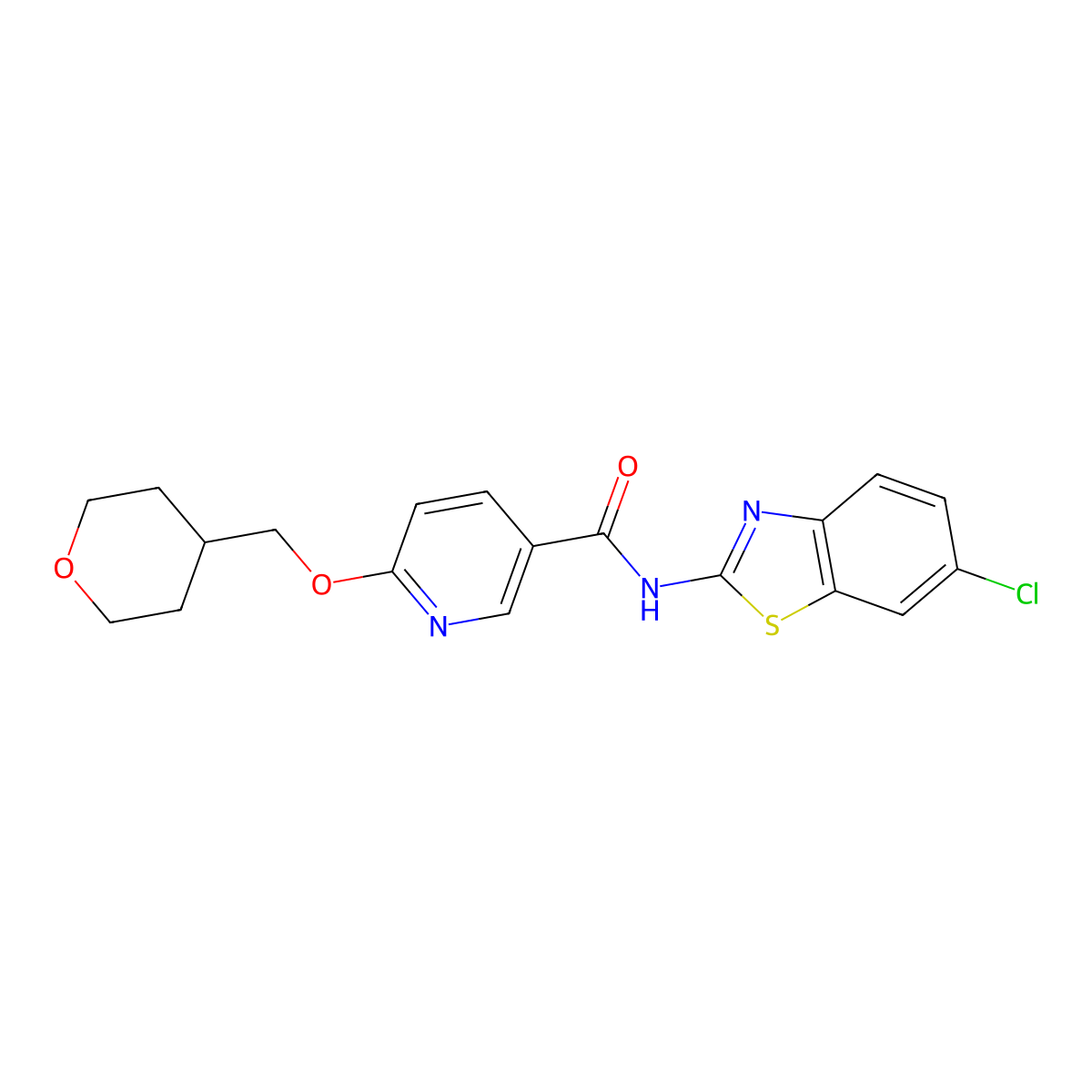 N-(6-chlorobenzo[d]thiazol-2-yl)-6-((tetrahydro-2H-pyran-4-yl)methoxy)nicotinamide molecular structure, CAS 2034616-91-4