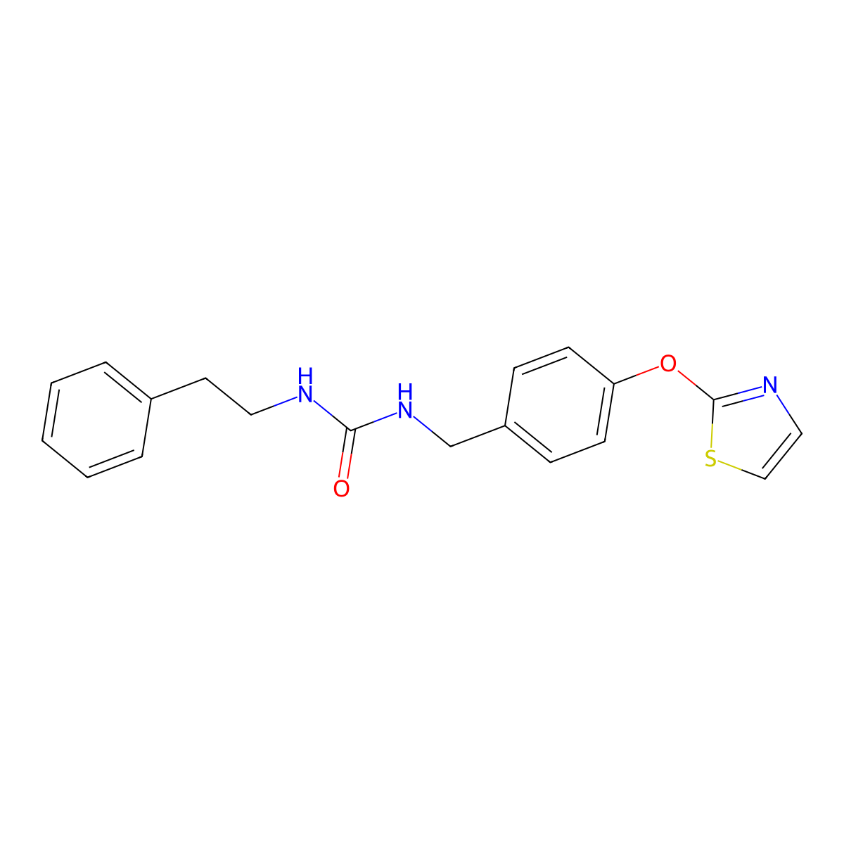 1-Phenethyl-3-(4-(thiazol-2-yloxy)benzyl)urea molecular structure, CAS 2034616-95-8