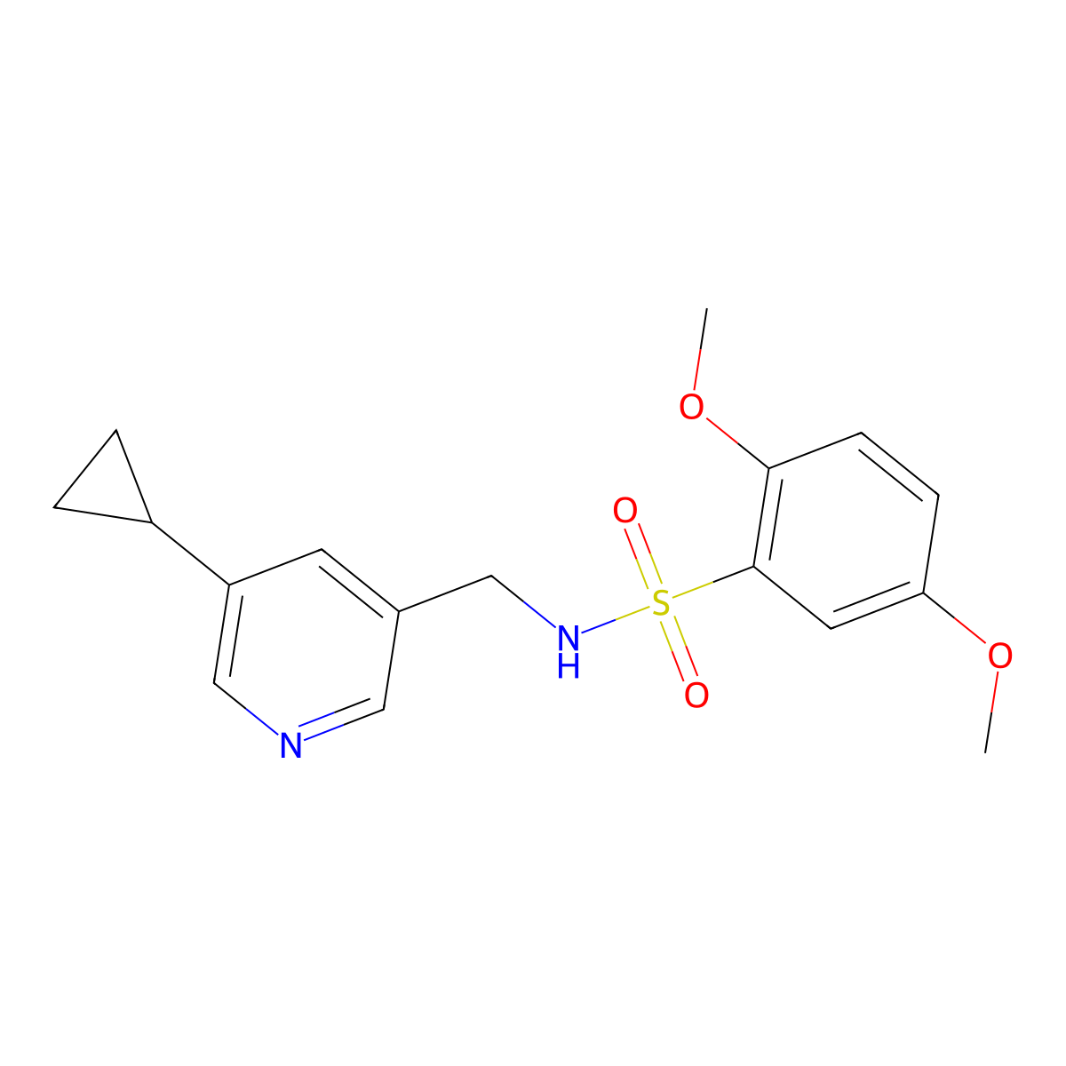 N-((5-cyclopropylpyridin-3-yl)methyl)-2,5-dimethoxybenzenesulfonamide molecular structure, CAS 2034616-99-2
