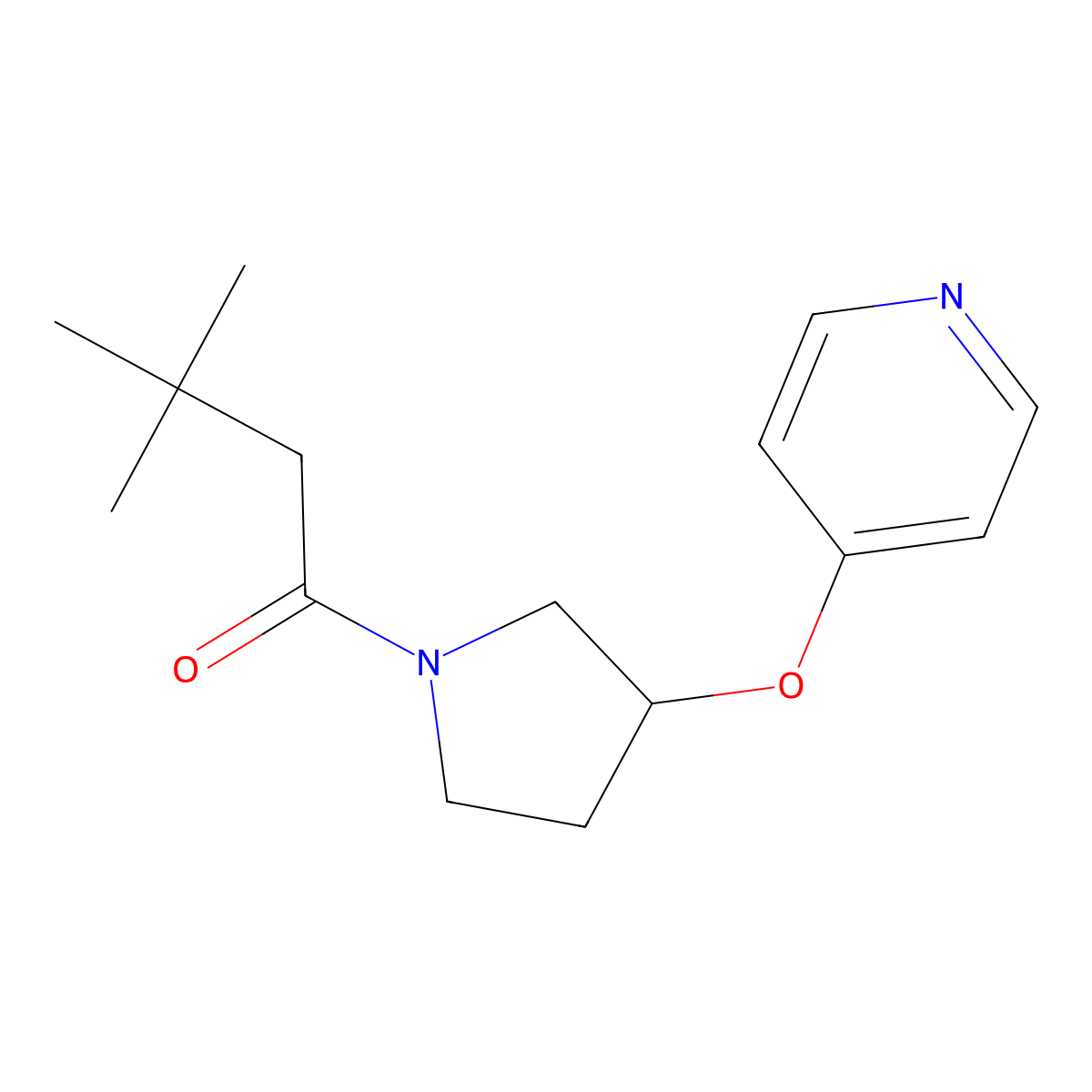 3,3-Dimethyl-1-[3-(pyridin-4-yloxy)pyrrolidin-1-yl]butan-1-one molecular structure, CAS 2034617-00-8