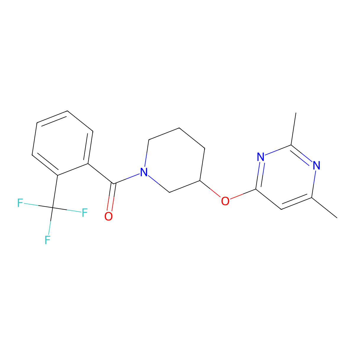 (3-((2,6-Dimethylpyrimidin-4-yl)oxy)piperidin-1-yl)(2-(trifluoromethyl)phenyl)methanone molecular structure, CAS 2034617-01-9