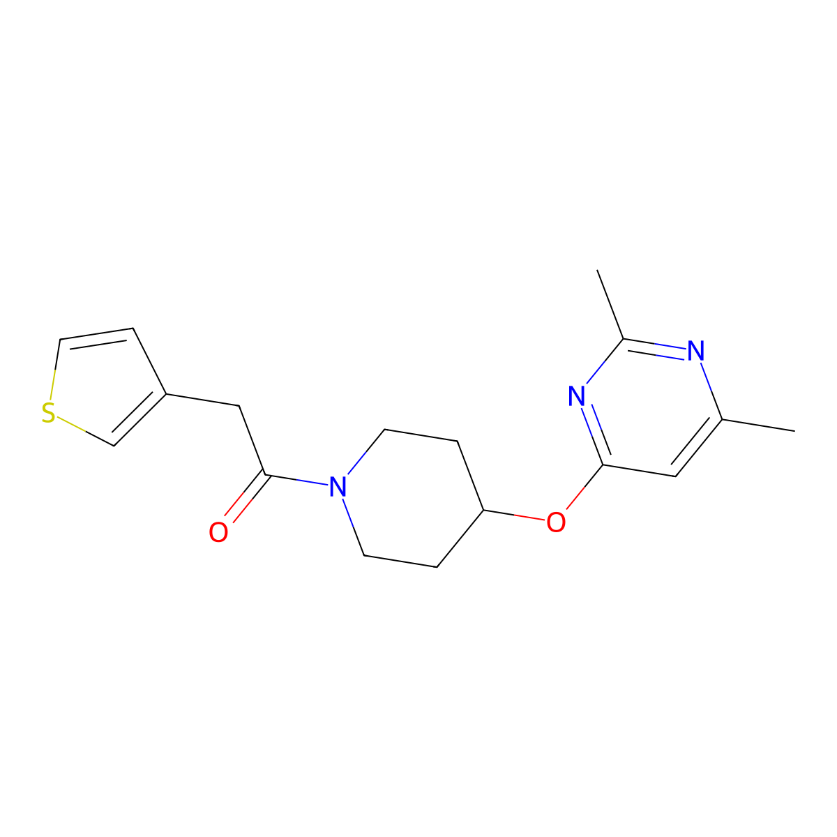 1-(4-((2,6-Dimethylpyrimidin-4-yl)oxy)piperidin-1-yl)-2-(thiophen-3-yl)ethanone molecular structure, CAS 2034617-02-0