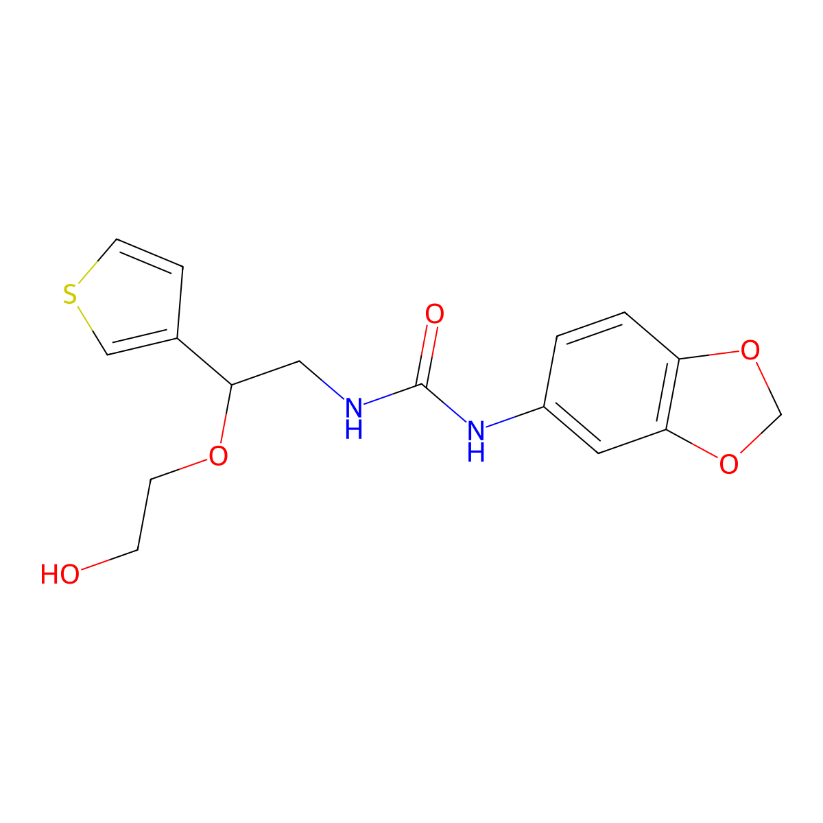 1-(Benzo[d][1,3]dioxol-5-yl)-3-(2-(2-hydroxyethoxy)-2-(thiophen-3-yl)ethyl)urea molecular structure, CAS 2034617-04-2