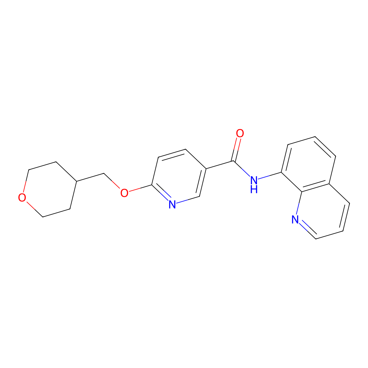 N-(quinolin-8-yl)-6-((tetrahydro-2H-pyran-4-yl)methoxy)nicotinamide molecular structure, CAS 2034617-07-5