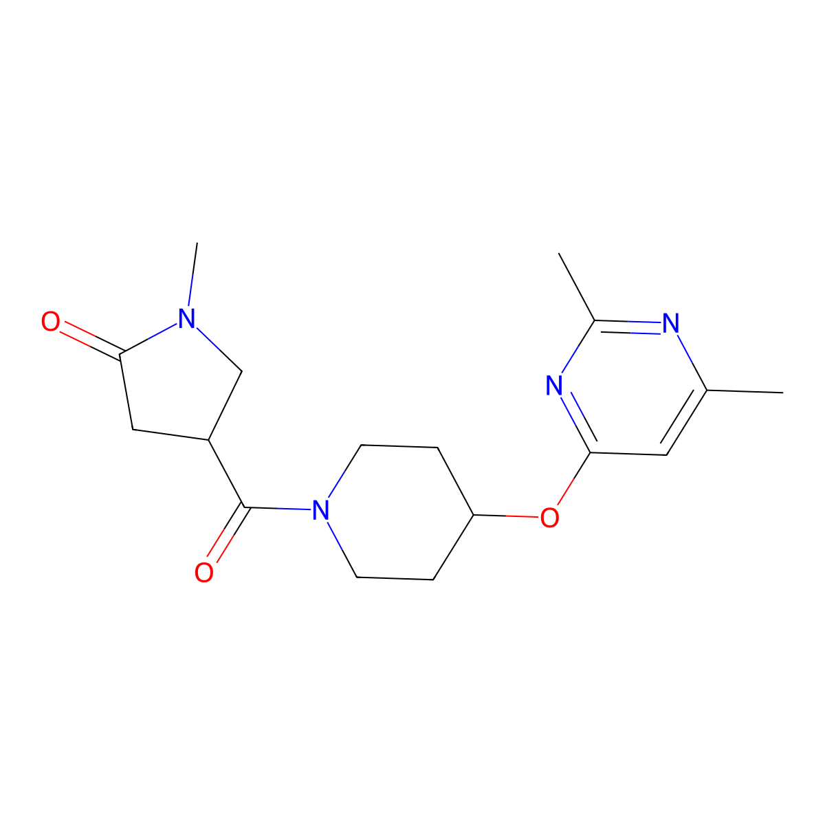 4-{4-[(2,6-Dimethylpyrimidin-4-yl)oxy]piperidine-1-carbonyl}-1-methylpyrrolidin-2-one molecular structure, CAS 2034617-10-0