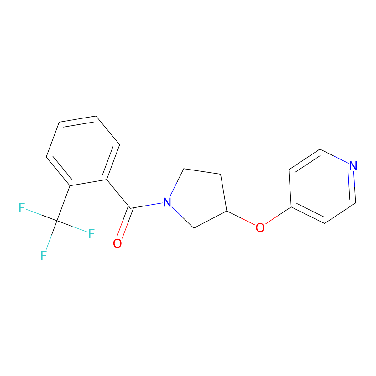(3-(Pyridin-4-yloxy)pyrrolidin-1-yl)(2-(trifluoromethyl)phenyl)methanone molecular structure, CAS 2034617-12-2