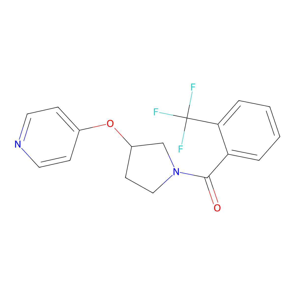 (3-(Pyridin-4-yloxy)pyrrolidin-1-yl)(2-(trifluoromethyl)phenyl)methanone molecular structure, CAS 2034617-12-2