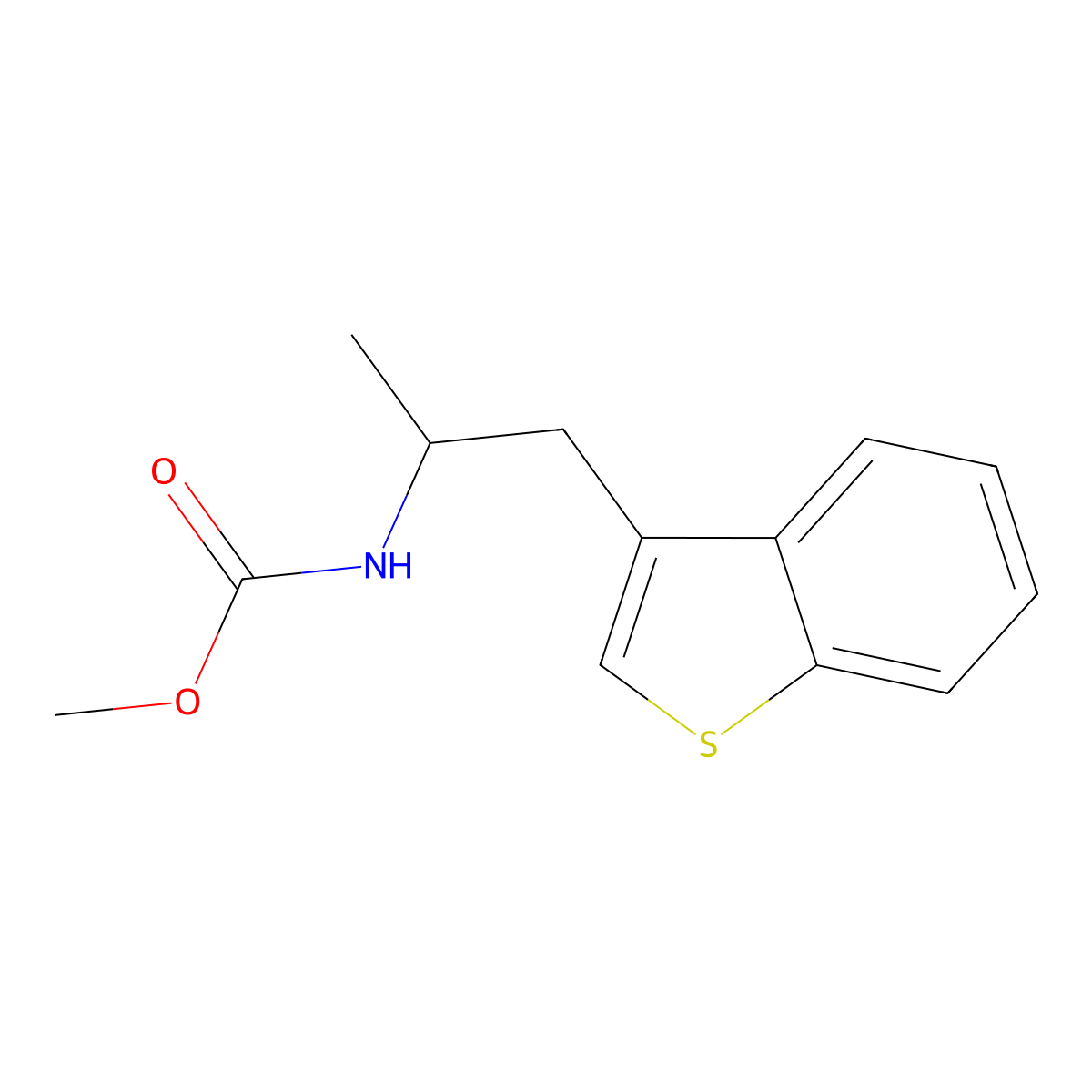 Methyl (1-(benzo[b]thiophen-3-yl)propan-2-yl)carbamate molecular structure, CAS 2034617-14-4