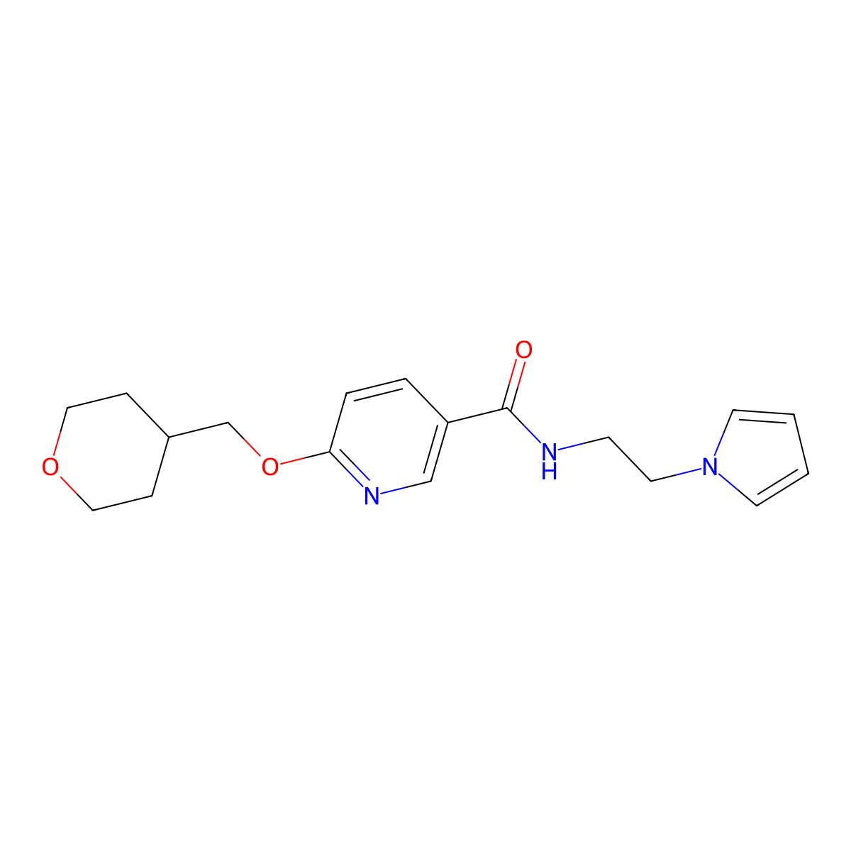 N-(2-(1H-pyrrol-1-yl)ethyl)-6-((tetrahydro-2H-pyran-4-yl)methoxy)nicotinamide molecular structure, CAS 2034617-21-3