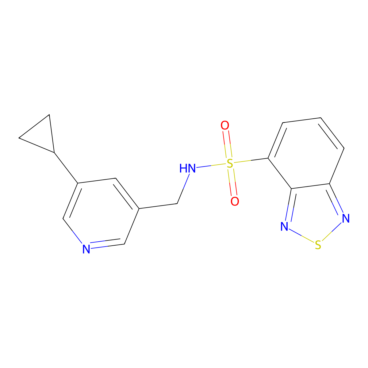 N-[(5-cyclopropylpyridin-3-yl)methyl]-2,1,3-benzothiadiazole-4-sulfonamide molecular structure, CAS 2034617-22-4