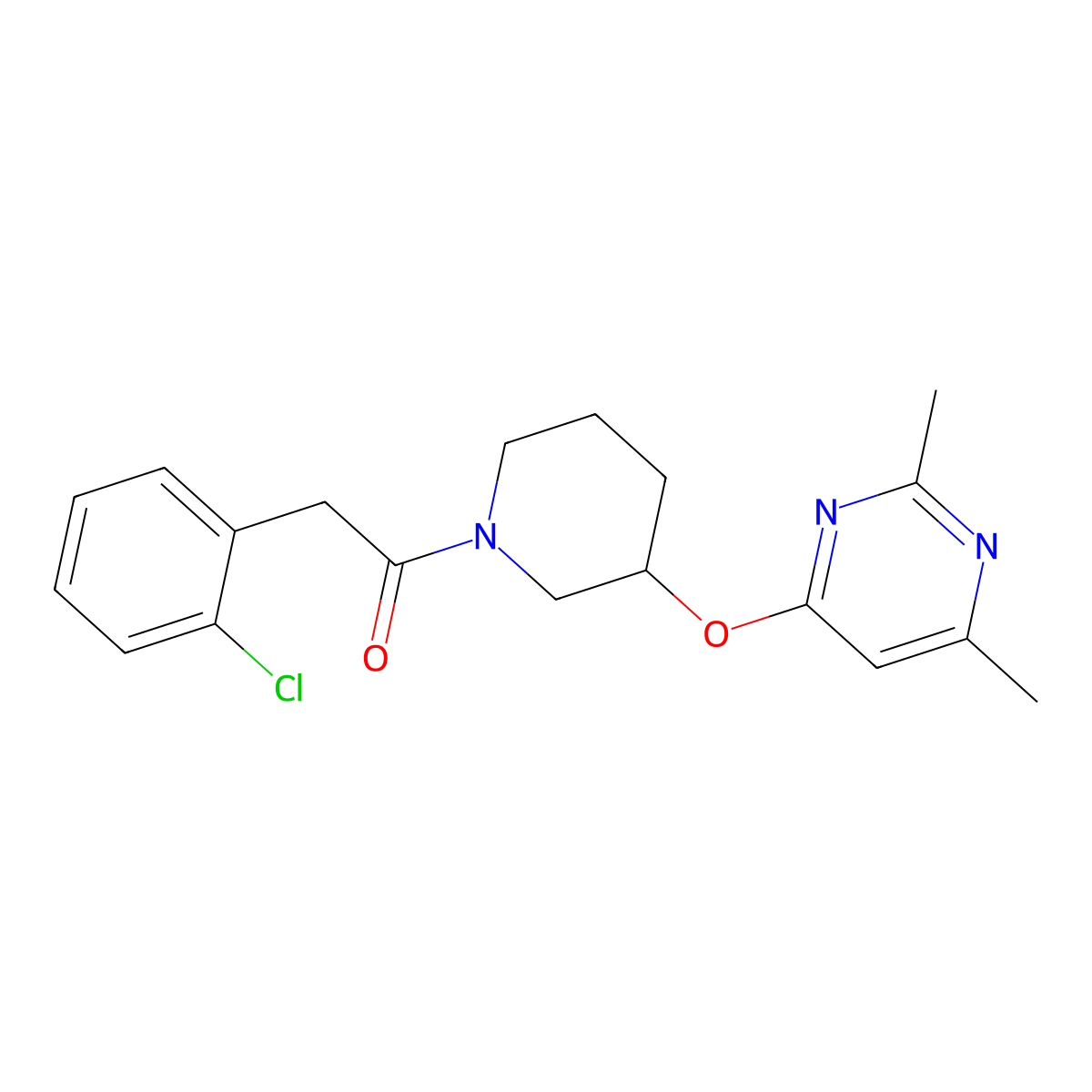 2-(2-Chlorophenyl)-1-(3-((2,6-dimethylpyrimidin-4-yl)oxy)piperidin-1-yl)ethanone molecular structure, CAS 2034617-24-6