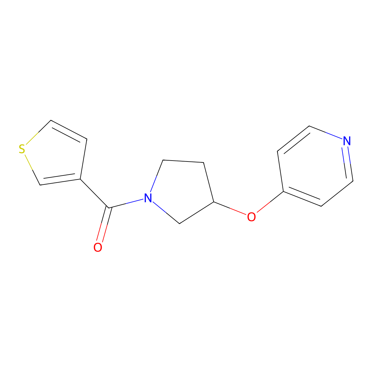 (3-(Pyridin-4-yloxy)pyrrolidin-1-yl)(thiophen-3-yl)methanone molecular structure, CAS 2034617-46-2