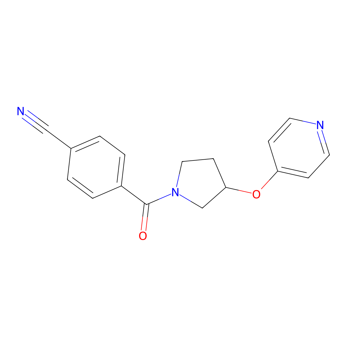 4-[3-(Pyridin-4-yloxy)pyrrolidine-1-carbonyl]benzonitrile molecular structure, CAS 2034617-50-8