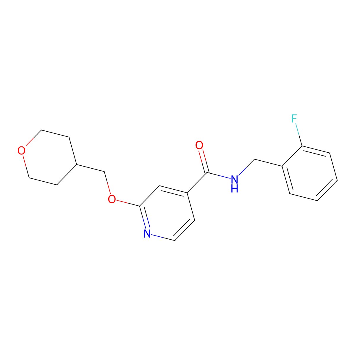 N-(2-fluorobenzyl)-2-((tetrahydro-2H-pyran-4-yl)methoxy)isonicotinamide molecular structure, CAS 2034617-55-3