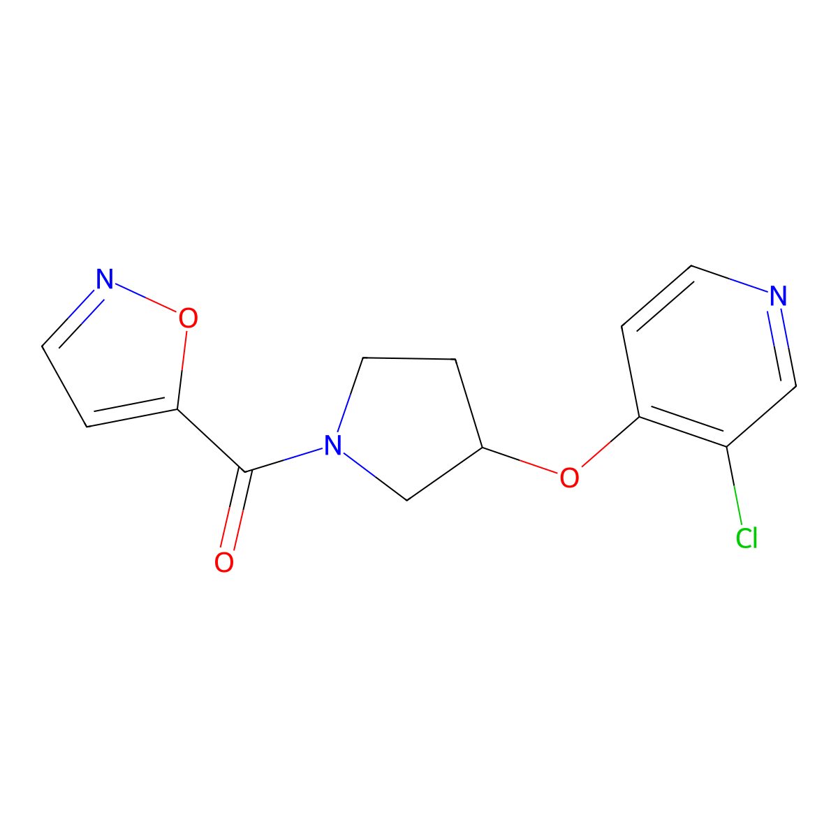 (3-((3-Chloropyridin-4-yl)oxy)pyrrolidin-1-yl)(isoxazol-5-yl)methanone molecular structure, CAS 2034617-81-5