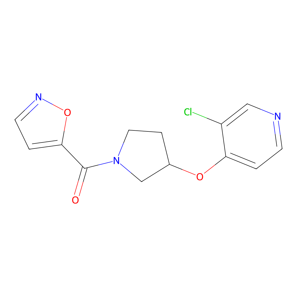 (3-((3-Chloropyridin-4-yl)oxy)pyrrolidin-1-yl)(isoxazol-5-yl)methanone molecular structure, CAS 2034617-81-5