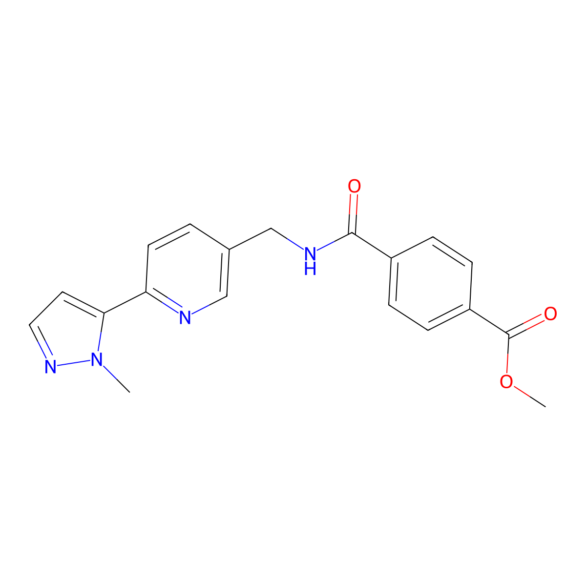 methyl 4-({[6-(1-methyl-1H-pyrazol-5-yl)pyridin-3-yl]methyl}carbamoyl)benzoate molecular structure, CAS 2034617-83-7