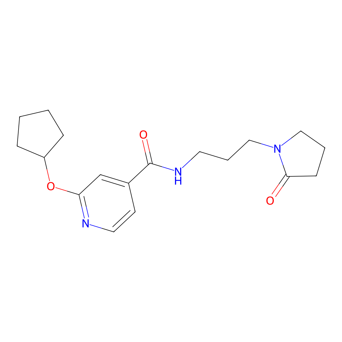 2-(cyclopentyloxy)-N-(3-(2-oxopyrrolidin-1-yl)propyl)isonicotinamide molecular structure, CAS 2034617-85-9