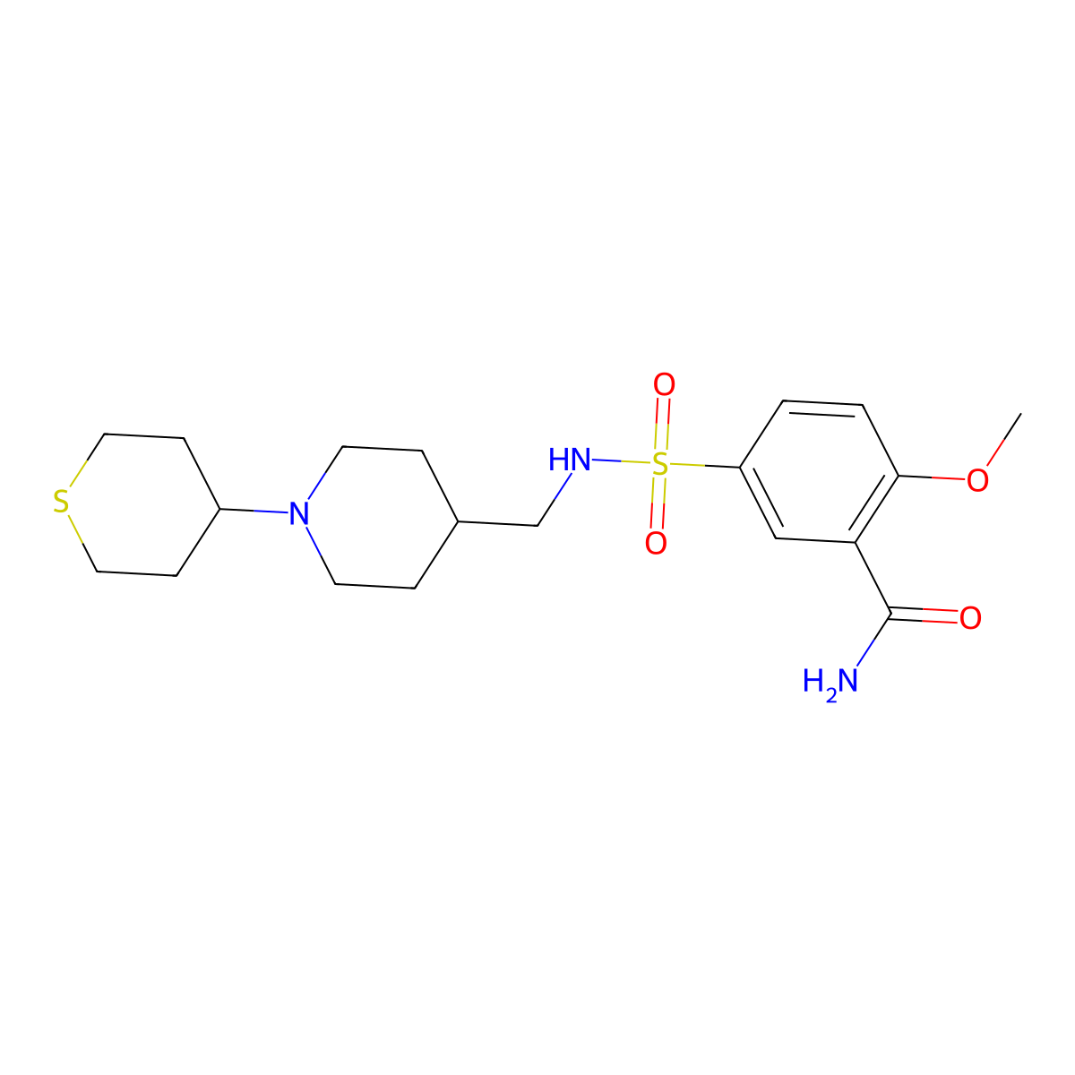 2-methoxy-5-(N-((1-(tetrahydro-2H-thiopyran-4-yl)piperidin-4-yl)methyl)sulfamoyl)benzamide molecular structure, CAS 2034617-86-0